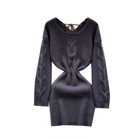 Hip-wrapping Twisted Knit Dress