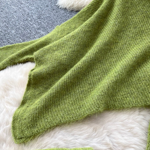 Asymmetric Knitwear & Skirt Knit 2Pcs