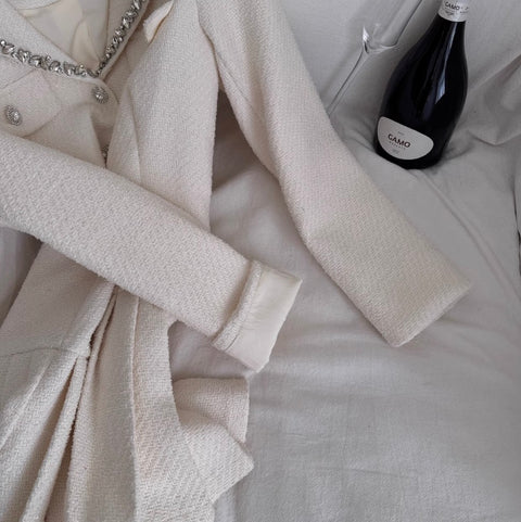 Single-breasted Tweed Pleated Dress