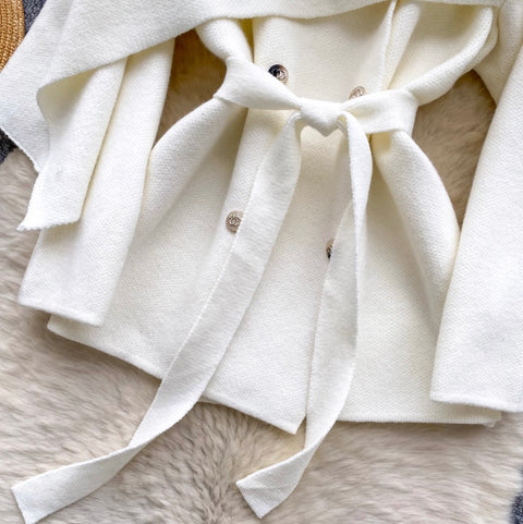 Korean Style Tweed Cape Coat