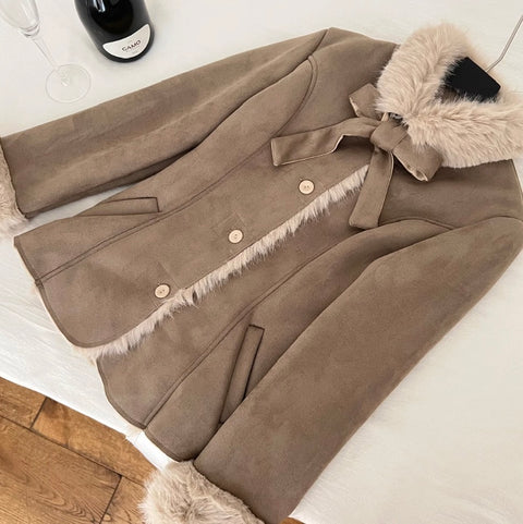 Furry Collar Patchwork Thermal Coat