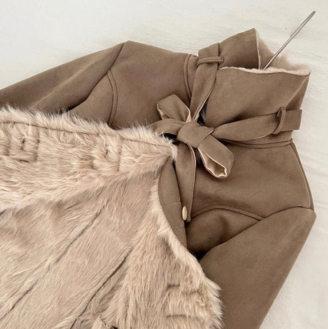 Furry Collar Patchwork Thermal Coat