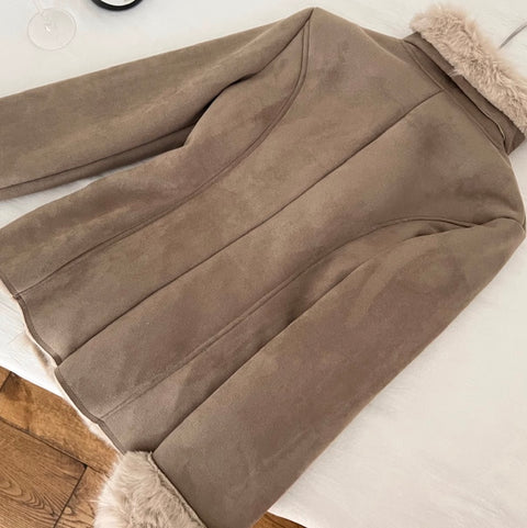 Furry Collar Patchwork Thermal Coat