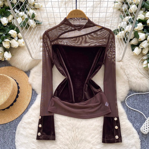 See-through Hollowed Mesh Top