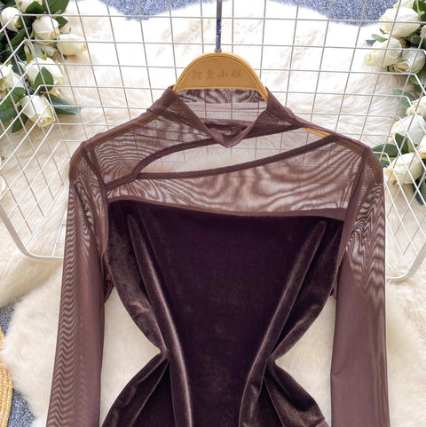 See-through Hollowed Mesh Top