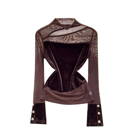 See-through Hollowed Mesh Top