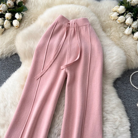 Draped Soft Knit Sportswear Trousers