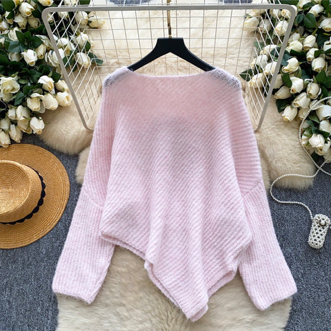 Sweetie Bow-tie Asymmetric Sweater