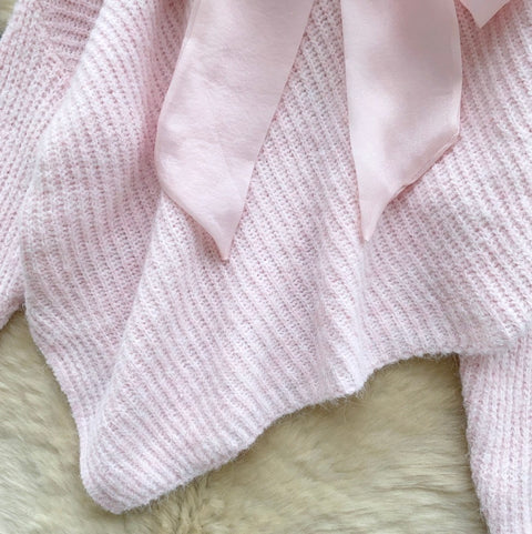 Sweetie Bow-tie Asymmetric Sweater