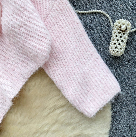 Sweetie Bow-tie Asymmetric Sweater