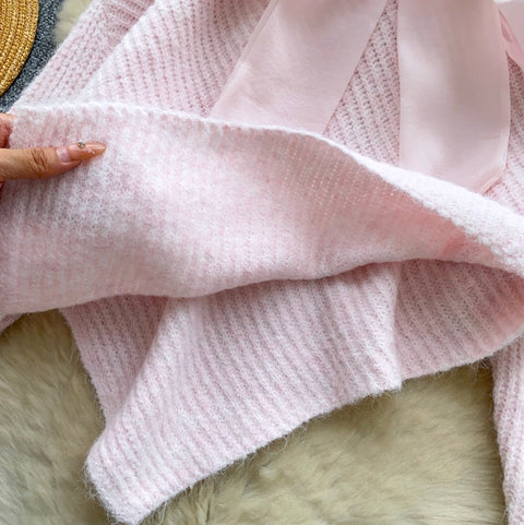 Sweetie Bow-tie Asymmetric Sweater