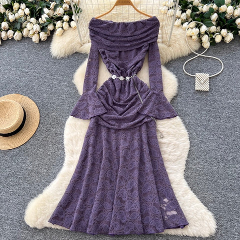 Off-shoulder Lace Fishtail Dress