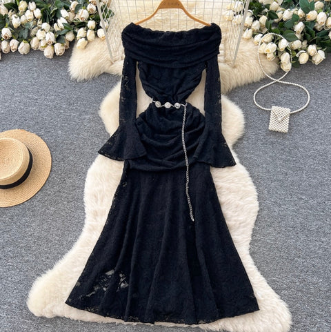 Off-shoulder Lace Fishtail Dress