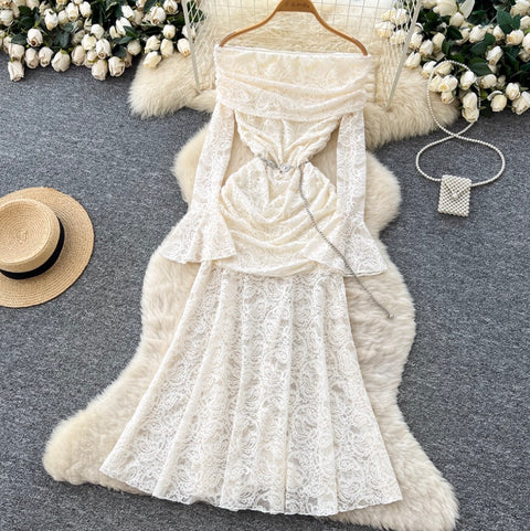 Off-shoulder Lace Fishtail Dress
