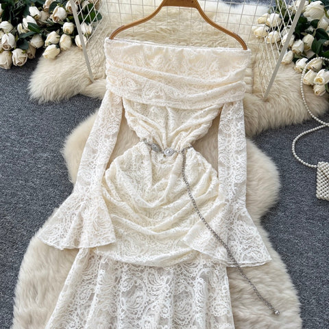 Off-shoulder Lace Fishtail Dress