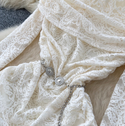 Off-shoulder Lace Fishtail Dress