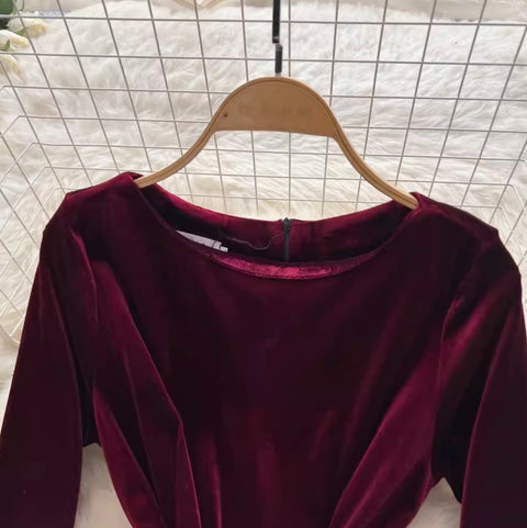 Irregular Design Velvet Patchwork Dress