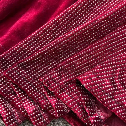 Irregular Design Velvet Patchwork Dress