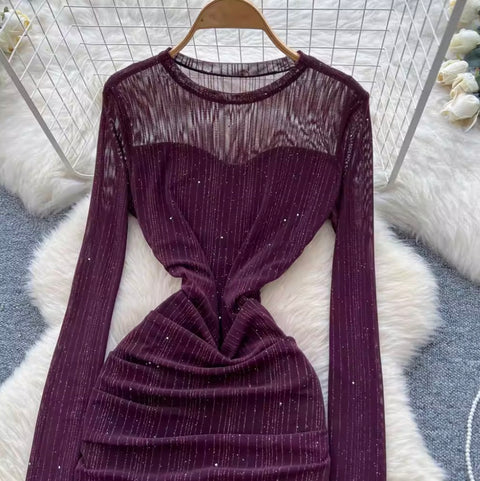 Elegant Mesh Patchwork Fishtail Dress