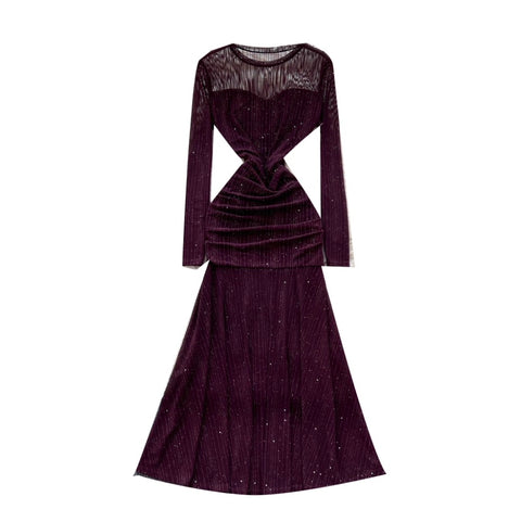 Elegant Mesh Patchwork Fishtail Dress