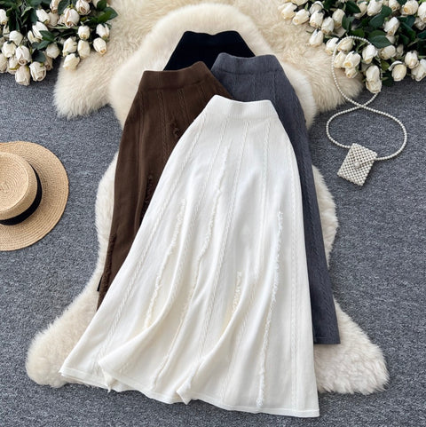 Elastic Waistline Twisted Knit Skirt