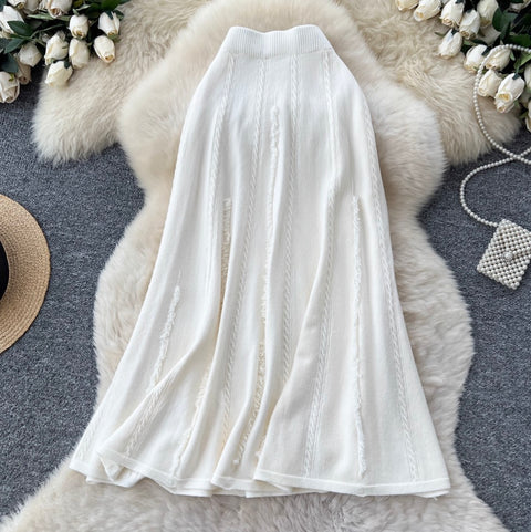 Elastic Waistline Twisted Knit Skirt