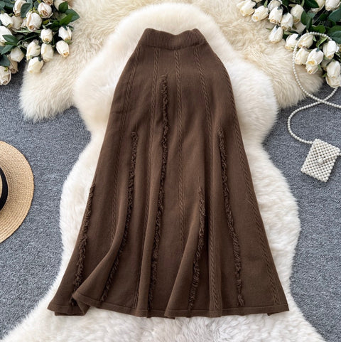 Elastic Waistline Twisted Knit Skirt