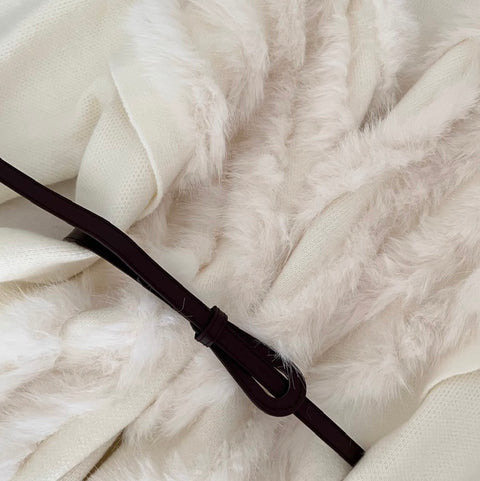 Premium Furry Collar Tweed Cardigan