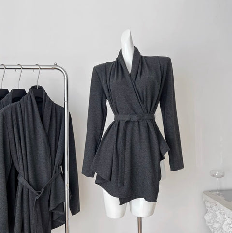 Irregular Design Dark Gray Cardigan