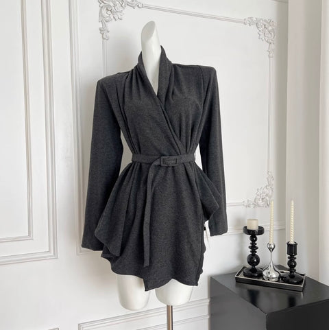 Irregular Design Dark Gray Cardigan