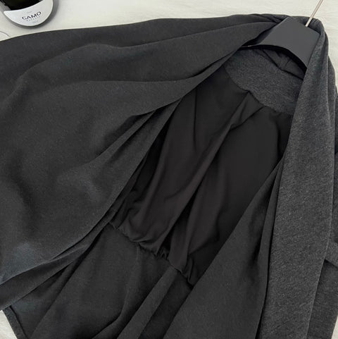 Irregular Design Dark Gray Cardigan