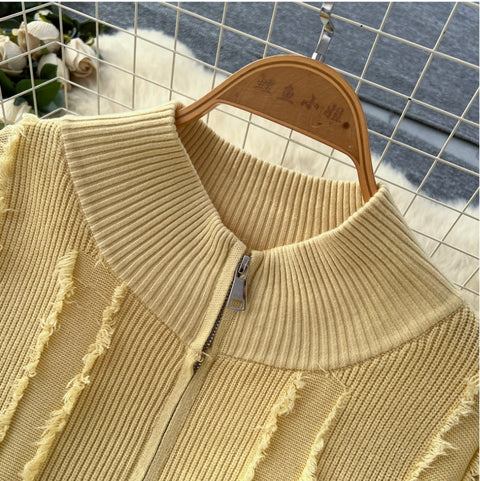 Fringed Knitwear & Wide-leg Trousers 2Pcs