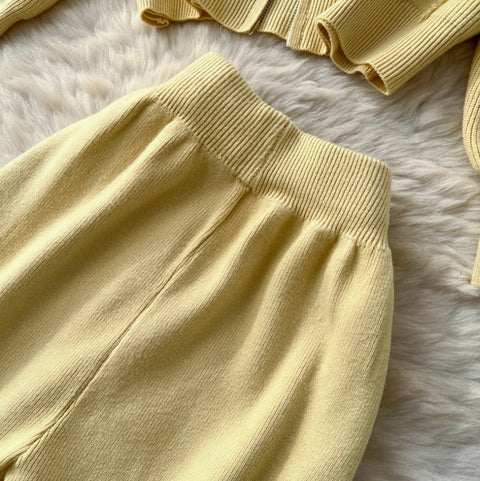 Fringed Knitwear & Wide-leg Trousers 2Pcs