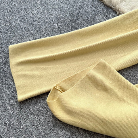 Fringed Knitwear & Wide-leg Trousers 2Pcs