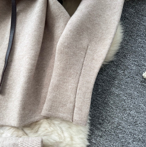 Lapeled Cardigan & Trousers Knitted 2Pcs