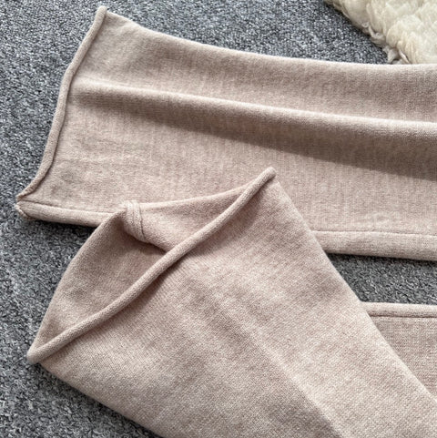 Lapeled Cardigan & Trousers Knitted 2Pcs