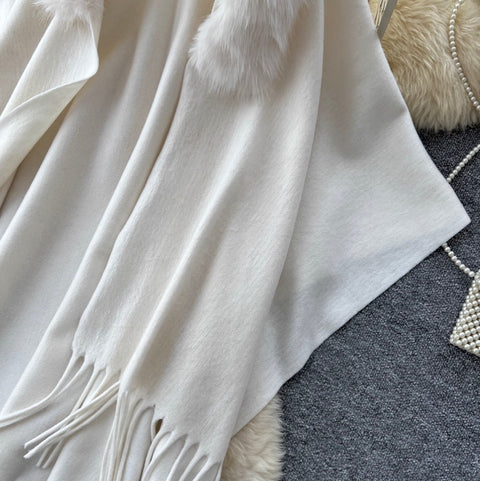 Irregular Design Furry Fringed Cardigan