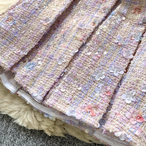 Rhinestone Studded Blazer & Skirt 2Pcs