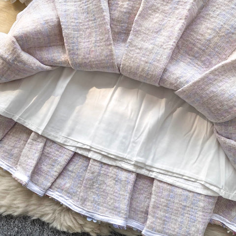 Rhinestone Studded Blazer & Skirt 2Pcs