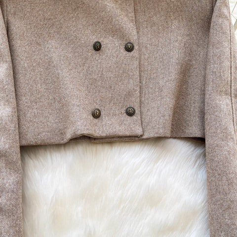 Patchwork Blazer & Pleated Skirt 2Pcs