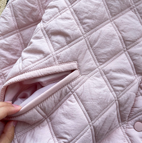Rhombus Grid Hooded Cotton Jacket