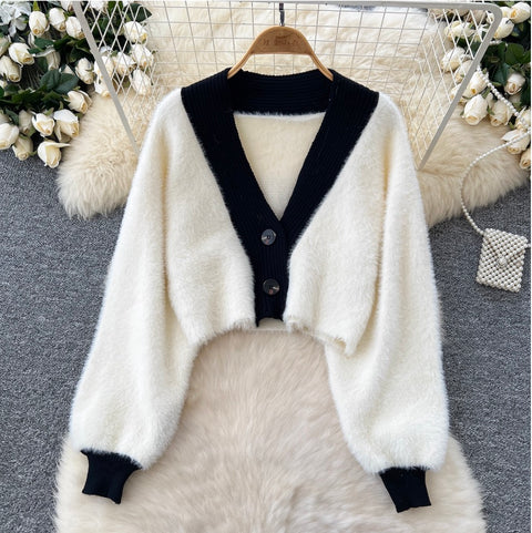 Cardigan & Lace Vest & Skirt Knitted 3Pcs