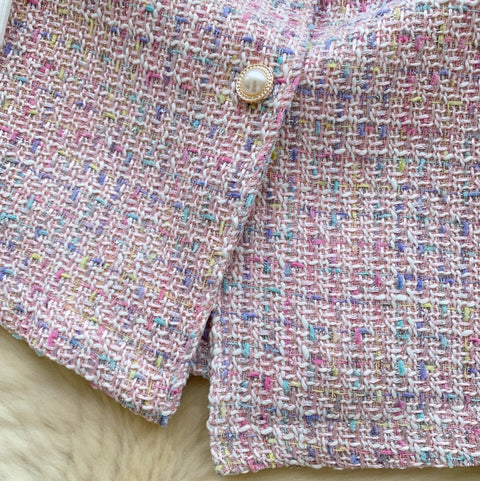 Tweed Vest Dress & Knitwear 2Pcs