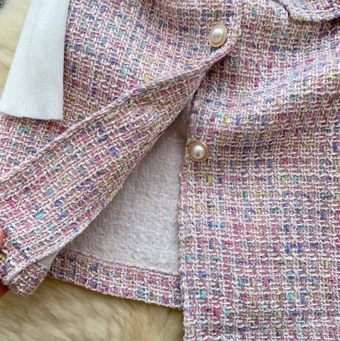 Tweed Vest Dress & Knitwear 2Pcs