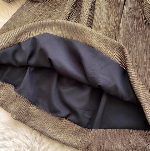 V-neck Flared Sleeve Shiny Dress