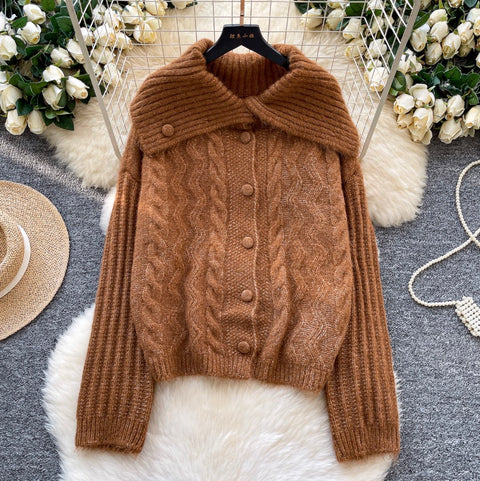 Casual Thermal Lapeled Cardigan