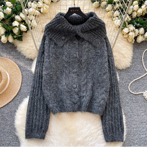 Casual Thermal Lapeled Cardigan