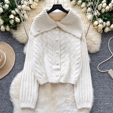 Casual Thermal Lapeled Cardigan