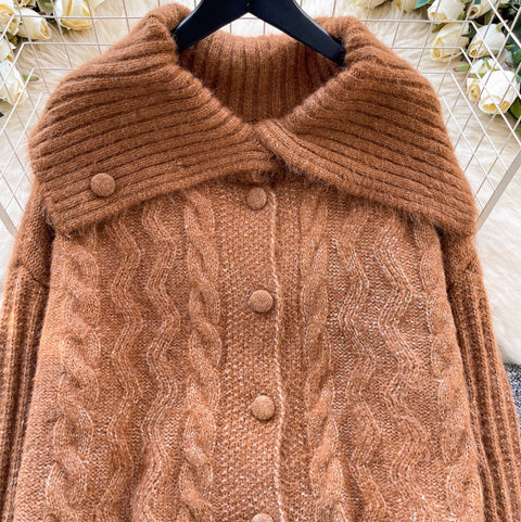 Casual Thermal Lapeled Cardigan