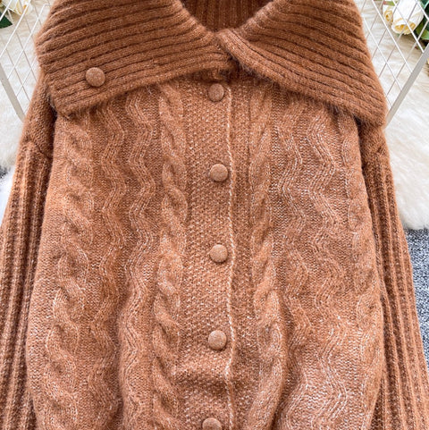 Casual Thermal Lapeled Cardigan